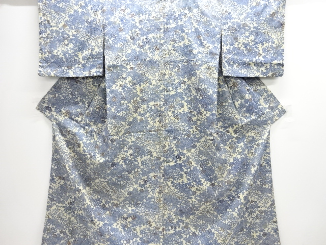 型染花筏模様手織り紬着物